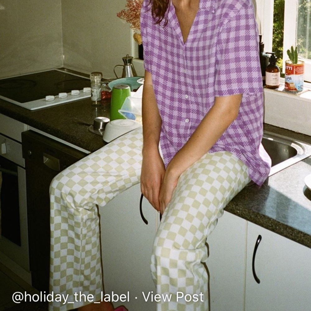Holiday The Label Bowling Shirt Purple Gingham
